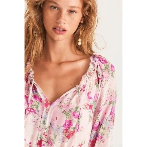 LoveShackFancy Popover Size XS Shimmering Springs Mini Floral Dress Pink - Picture 11 of 13